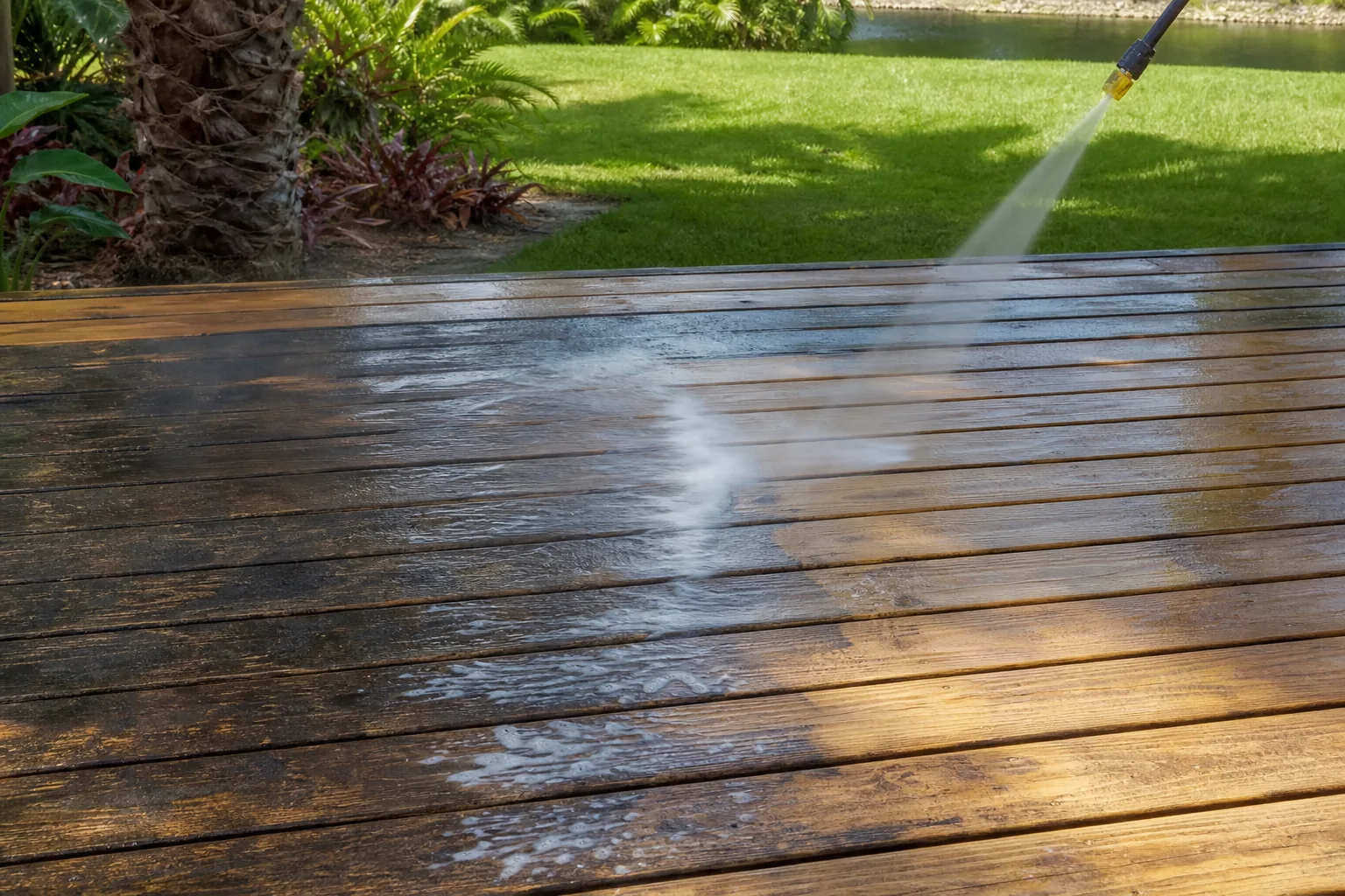 Wood deck cleaning in Jacksonville