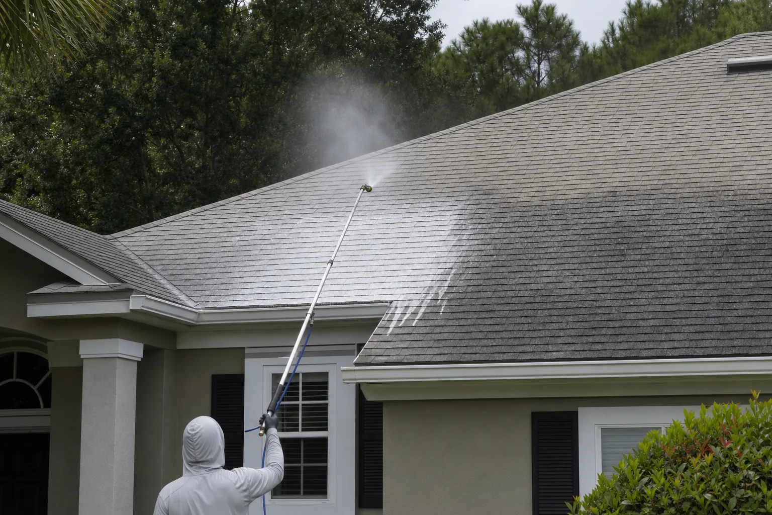 Low-pressure roof cleaning in Jacksonville
